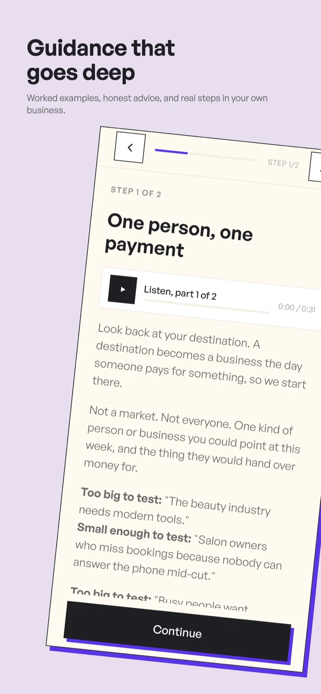 Founder Mission guidance: One person, one payment, with practical steps and optional audio.